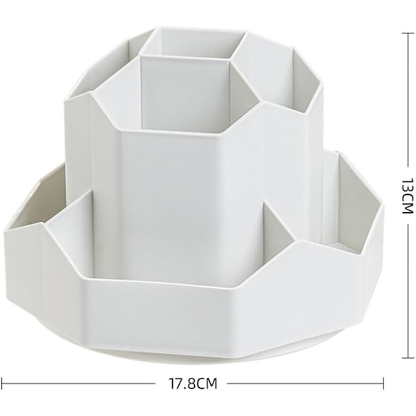 Roterende penneholder, stationær arrangør, skrivebord penneholder 9 rum, opgraderet stor kapacitet 360° roterbar, holder penne (grå)