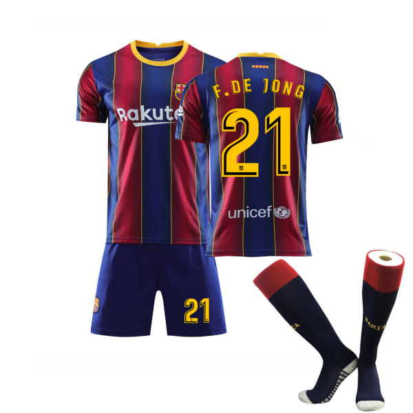 Barcelona-paita 20-21 koti ja vieras No. 10 Messi peliasu lasten urheilujalkapallopuku miehet Barcelona No. 21 with socks S