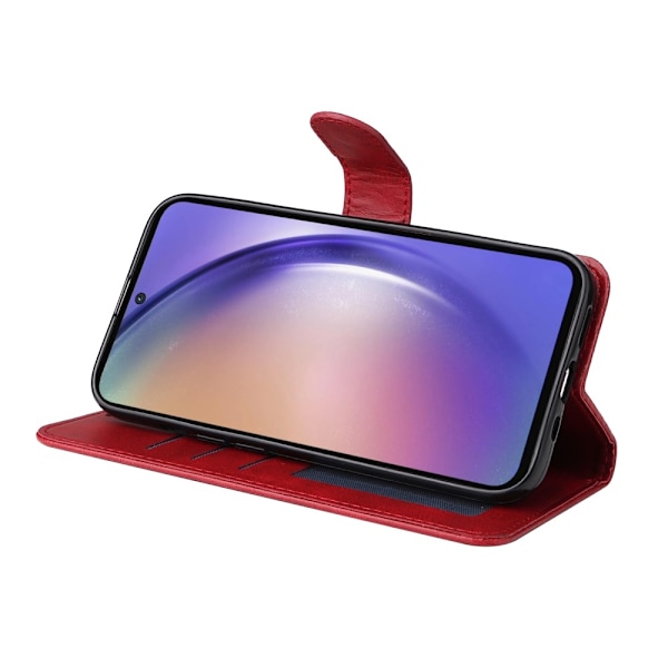 SKALO Samsung A55 5G PU Læder Wallet Case - Flere Farver Rød(FQ) RED Red