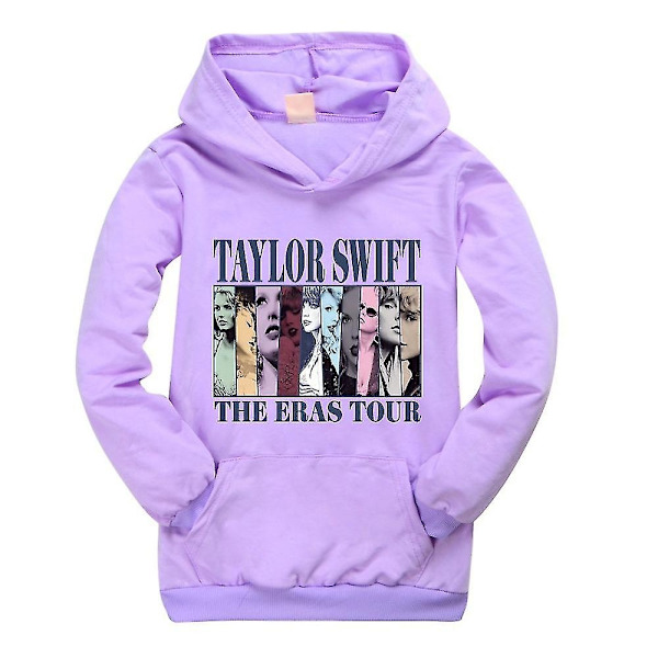 Pop Taylor Swift The Eras Tour Hoodie Piger Drenge Hættetrøje Trøje Topper 9-14 År Børn Teenagere - WELLNGS Lilla