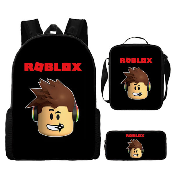 Roblox Ryggsäck Skolväskor Resväskor 3set - Julgåva Barn - Present Svart-A beige