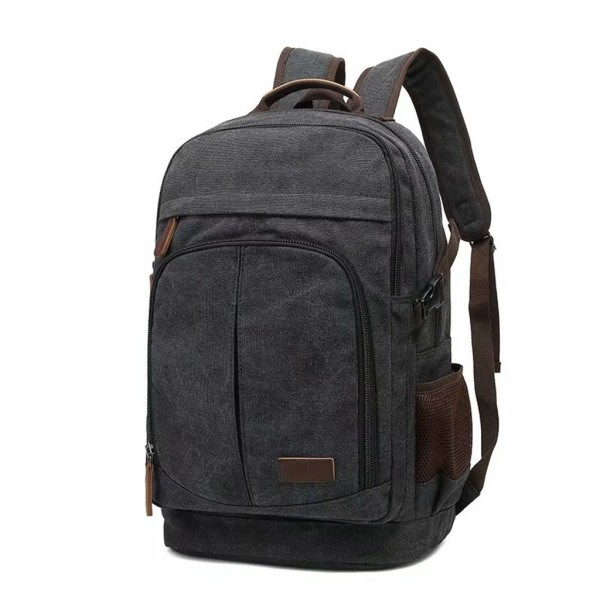 Herre Canvas 17,3\" Laptop Ryggsekk - 35L Student Ryggsekk Svart