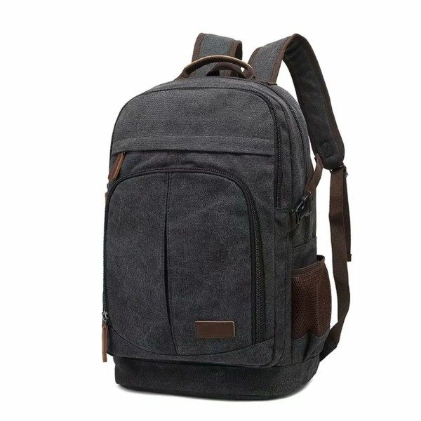 Herre Canvas 17,3\" Laptop Rygsæk - 35L Studerende Rygsæk Sort