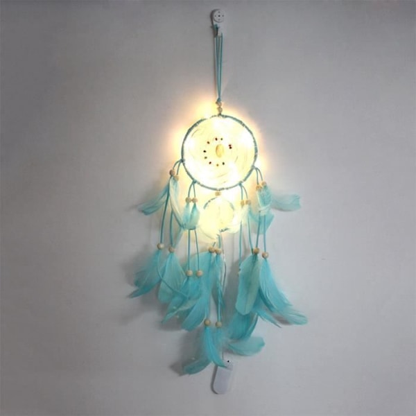 TMISHION Dream Catcher Modern Dream Catcher Feather Jewelry Pendant Wedding Decoration Night Light (Blue)