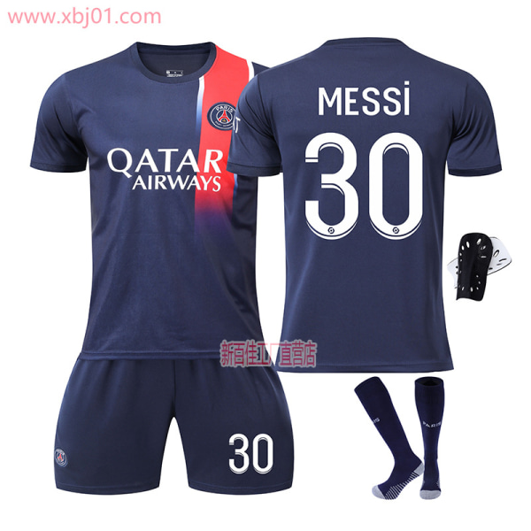 23-24 Ny säsong Paris Saint-Germain fotbollströja 30 Messi 10 Neymar 7 Mbappe tröjset No. 30 Protective Gear with Socks #16