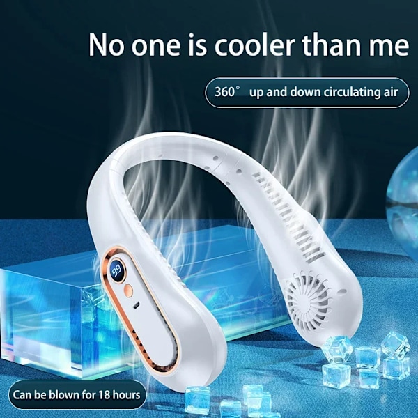 Xiaomi Hengehalsvifte Bærbar Bladløs Halsbåndsvifte Digital Display Power Air Cooler USB Oppladbar Elektrisk Vifte Sommer Blue