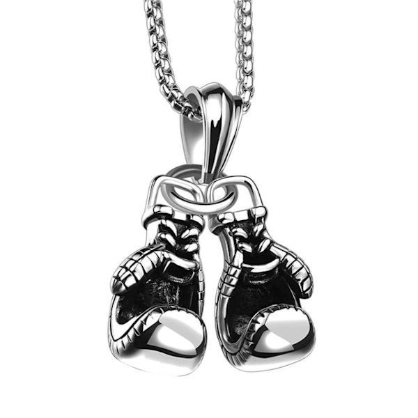 Mini Boxhandske Halsband Guld Färg Par Hänge Kedja silver