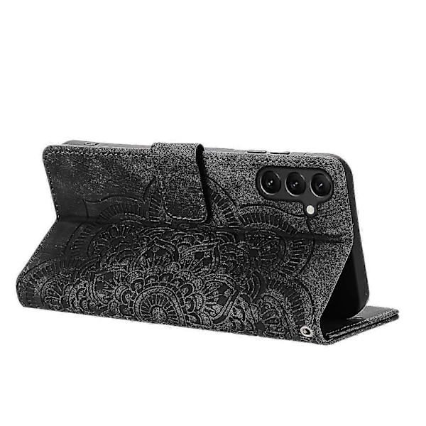 Frosted Læder Etui til Mandala Emed Retro Telefon Sort(FQ) For Samsung Galaxy S25 5G Black