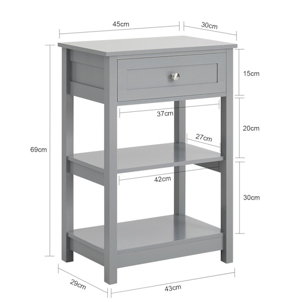 SoBuy Yöpöytä laatikolla Säilytyspöytä Sivupöytä harmaa FBT46-HG Grey