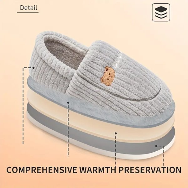 Søde Bjørn Plys Sko til Kvinder, Fuzzy Varme Slip-On Indendørs Anti-Slip Sko, Soveværelsessko beige EU40 41