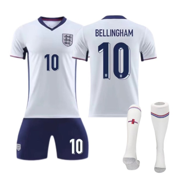 Europacup England hemmatröja nr 9 Kane nr 10 Bellingham barn vuxen kostym fotbollströja Size 10 socks M