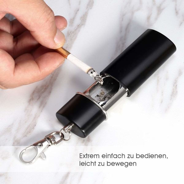 Lommeaskebæger 3 stk. Bærbar Mini Rejseaskebægre Anti Lugt Vindtæt Askebæger med Nøglering til Cigaretter (Sort+Pink+Guld)