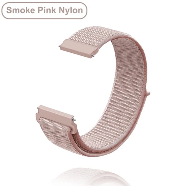 Nye 18 mm 20 mm 22 mm remme til Garmin Venu 2S Armbånd Vivoactive 3 4S 4 Forerunner 245 645 Galaxy Watch 4 Classic 42 46 mm Smoke Pink Nylon Smoke Pink Nylon 18mm