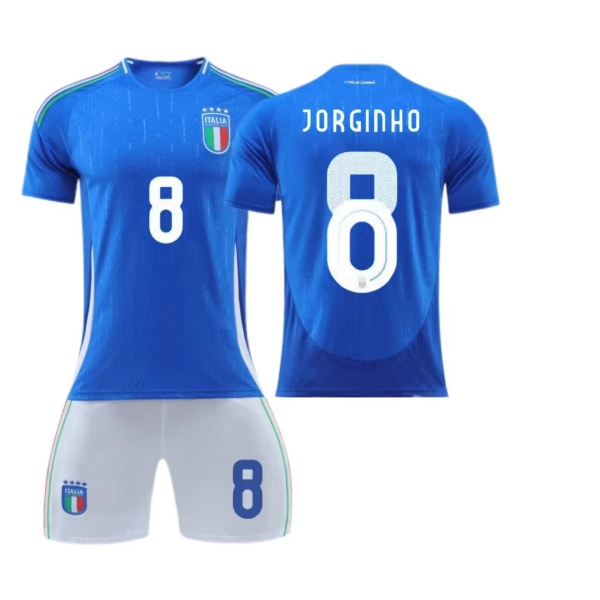 Europeiska cupen - Italiens hemmatröja nr 14 Chiesa nr 18 Barella barn vuxen set fotboll No socks size 8 22