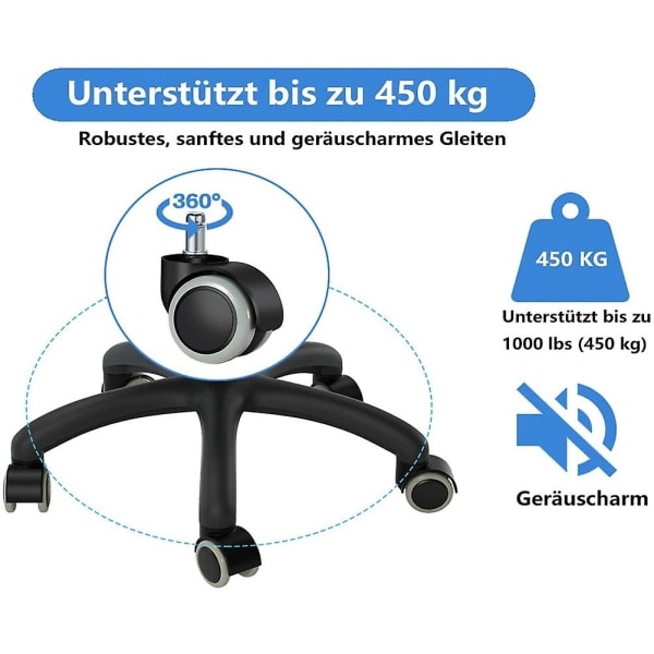 5-pak hjul til kontorstoler 11 mm / 22 mm Erstatning hardt gulv for spillstoler, svingstoler, pr