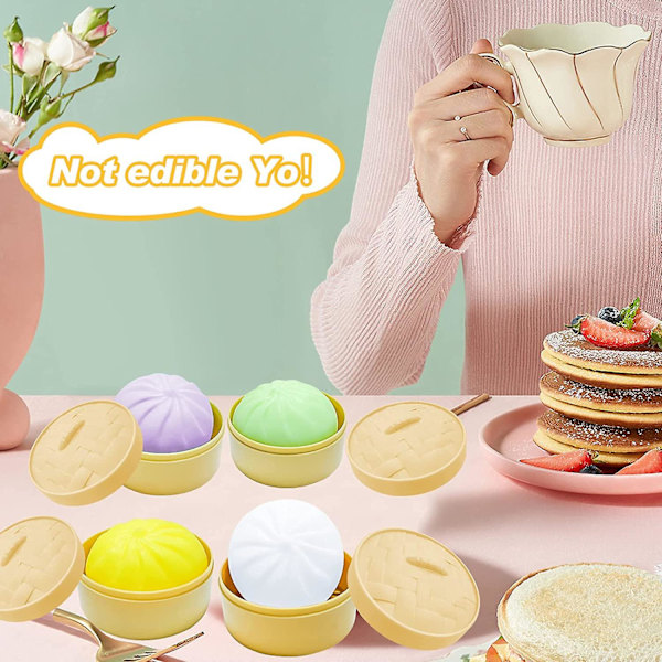 4 st Mini Dumpling Squishy, Dumpling Stressboll Fidget Leksak Ångad Fylld Bulle Tryck Stressavlastande Leksak, Degbollar Squishy Dumpling Fidget Sens