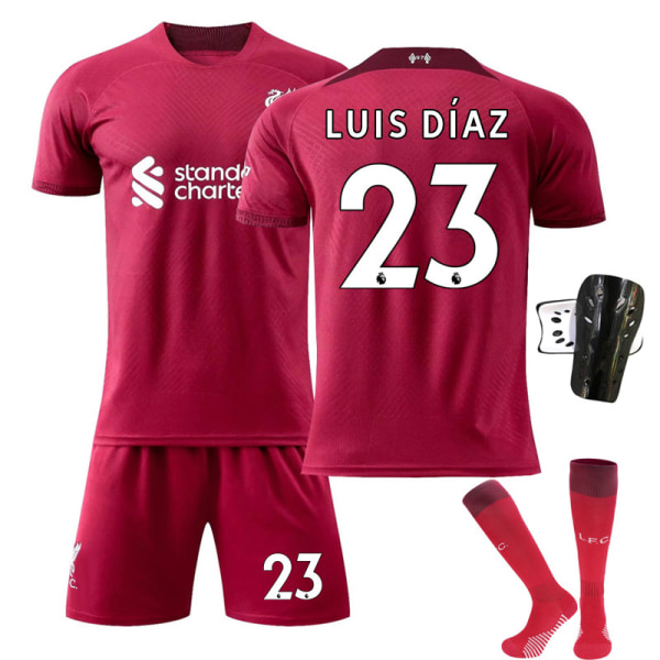 Säsong 22-23 Liverpool hemma nr 11 Salah tröja nr 10 Mane fotbollsdräkt nr 4 Van Dijk No. 23 with socks + protective gear XS