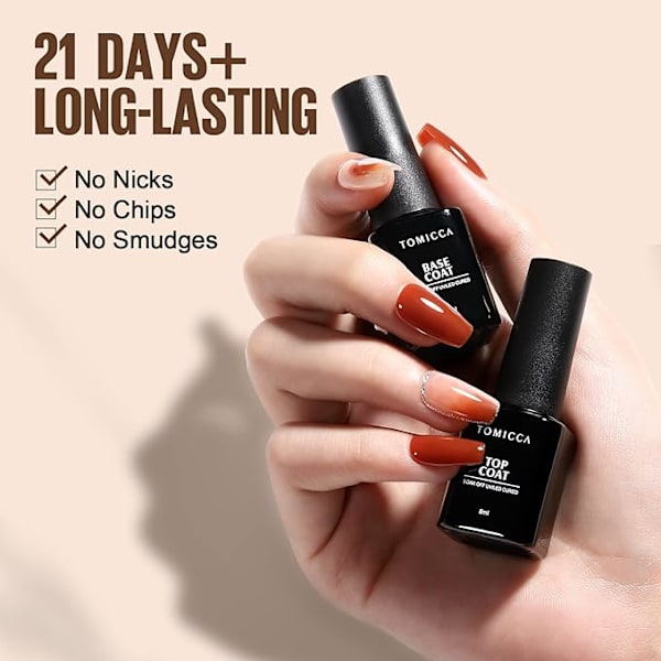 Bas och topplack, 2*10 ml UV-gelbaslack & topplack glänsande för gelnaglar nagelkonst