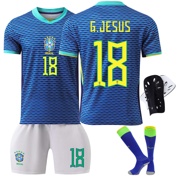 24-25 Brasilien tröja nr 10 Neymar 20 Vinicius 9 Charlesson barn pojke borta fotboll uniform overall Custom size 18 socks XS