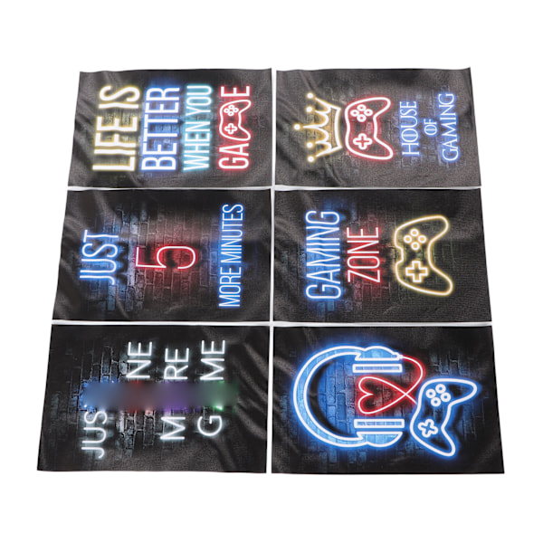 6 stk Neon Gaming-plakater 20x30cm Fargerike Spillrom Lerret Veggkunst Dekorasjon for Gutterom 0.2