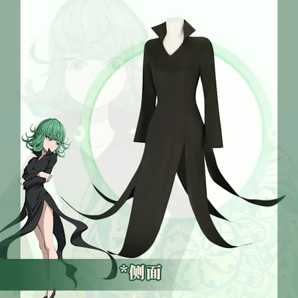 Anime One Punch Man Forferdelig Tornado Cosplay Kostyme Senritsu No Tatsumaki Parykk Sexy Svart Kjole Halloween Uniform for Barn Voksen Kids Størrelse 130