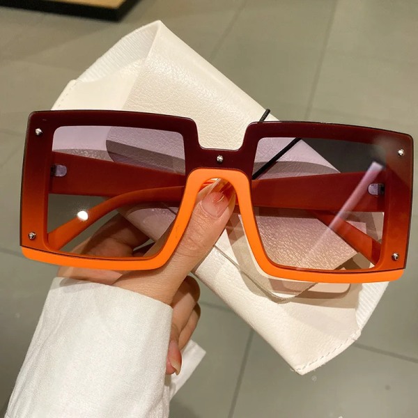 1099 Nye Fashion Solbriller Kvinder Street Shot Europæiske og Amerikanske Solbriller ins Store Firkant Orange gray cat Eye