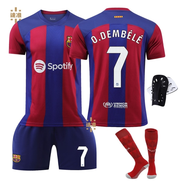 23-24 Barcelona hemfotbollströja nr 9 Lewandowski 8 Gundogan 7 Dembele 30 Gavi 10 Fati 1 Stegen Messi No. 10 with socks XXL