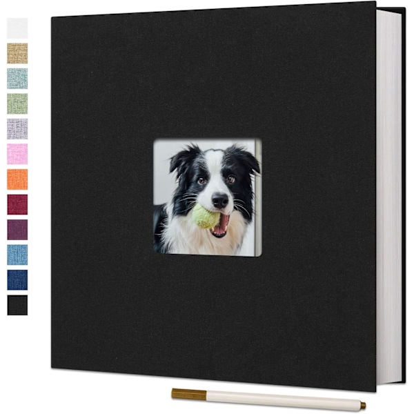 Stort fotoalbum med selvklebende sider for 4x6 og 8x10 bilder, lin stoffomslag, DIY skrapbok, 40 blanke sider