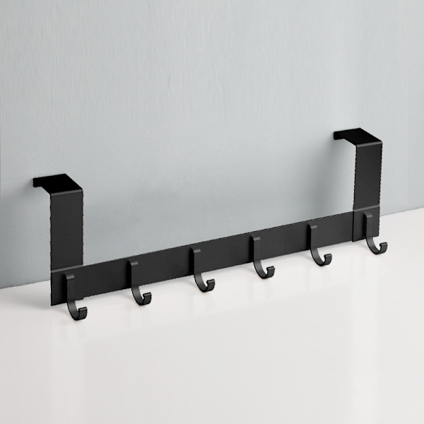 Ovi naulakko 6 alumiinisella naulakolla 35-45 mm paksuille oville Rei'ittömän oven ripustin takkien ja hattujen ripustamiseen Musta Black 13 cm