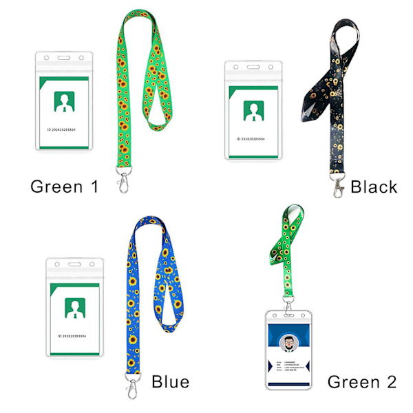 Solsikke lanyard med kortholder Inkluderer bærbare solsikke lanyards Green 1