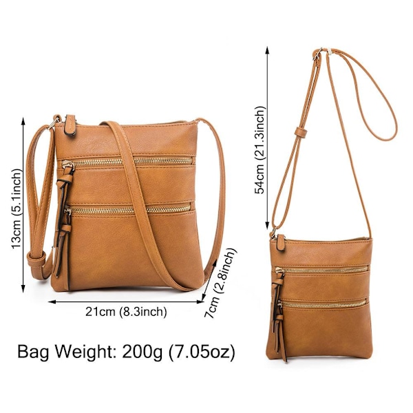 Naisten crossbody-laukku vetoketjulla VAALEA KHAKI Light khaki