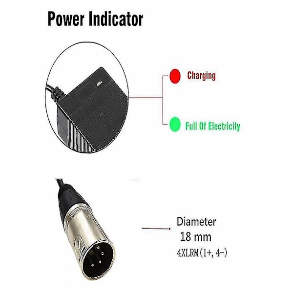 36V Oplader Output 42V 2A Oplader 4-pin XLRM Stik Til 36V 10S Elcykel Lithium Batteri