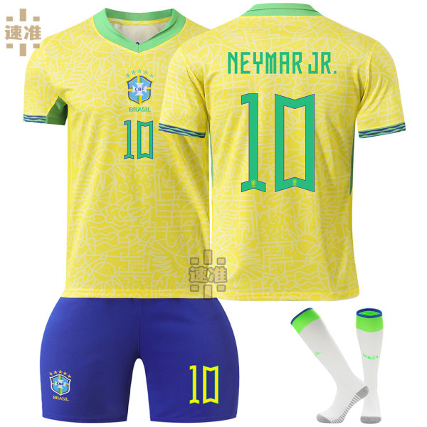 24-25 Brasilien tröja nr 10 Neymar 20 Vinicius 9 Charlesson vuxen barn kostym fotbollströja No. 20 socks + protective gear S