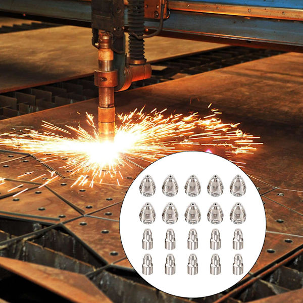 20 st P80 Plasmaskärbrännare Förbrukningsartiklar Skär Cnc 80a P80 Plasmaskärbrännare Spets Elektrodmunstycke Silver