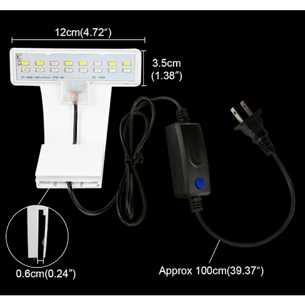 Akvarielampe (sort), Clip on akvarielampe 3 farver LED-belysning Akvarielampe Akvarielys 220