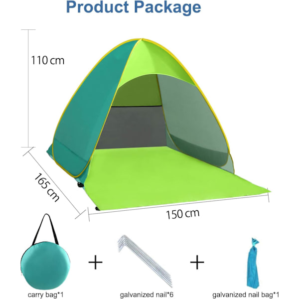 Pop Up Tält Strand Camping Tält Fällbar Utomhus Lätt Vattentät Tält