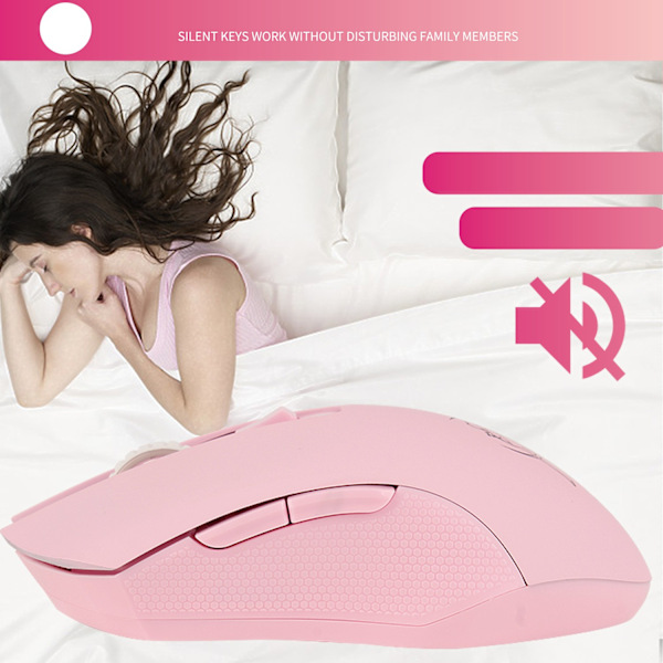 2.4G Stille Trådløs Ladende Mus Rosa Vakker Jente Spillmus Fargerik Glødende Spillmus for PC Spill Kontor - Perfekt PINK