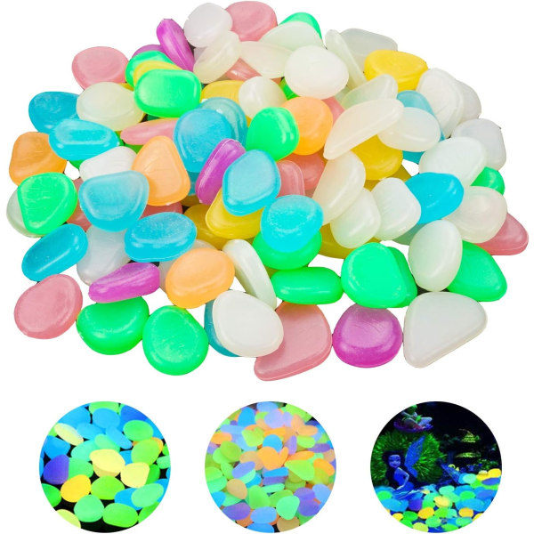 Glow-in-the-Dark Colored Gemstones 100 Aquarium Gemstones Fish Tank Glow-in-the-Dark Stones