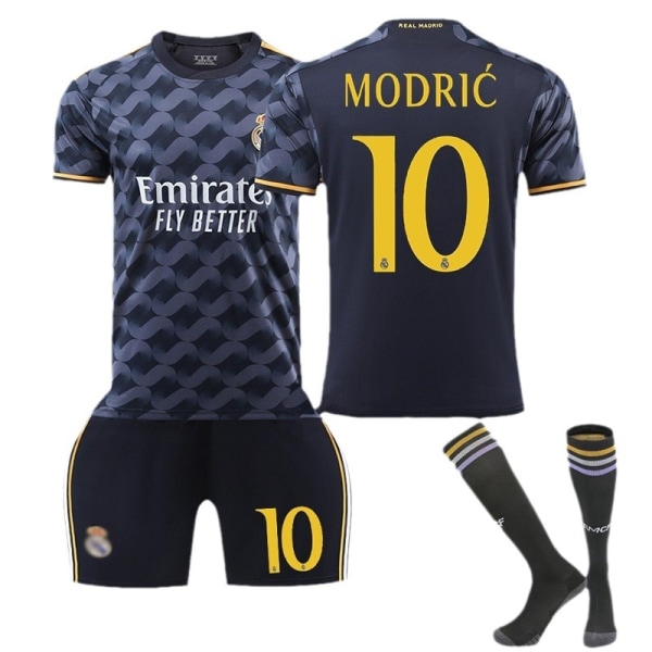 23-24 Nya säsongen Real Madrid borta nr 7 Vinicius 8 Kroos 10 Modric fotbollströja sportkläder Real Madrid 10 + Socks & Gear S