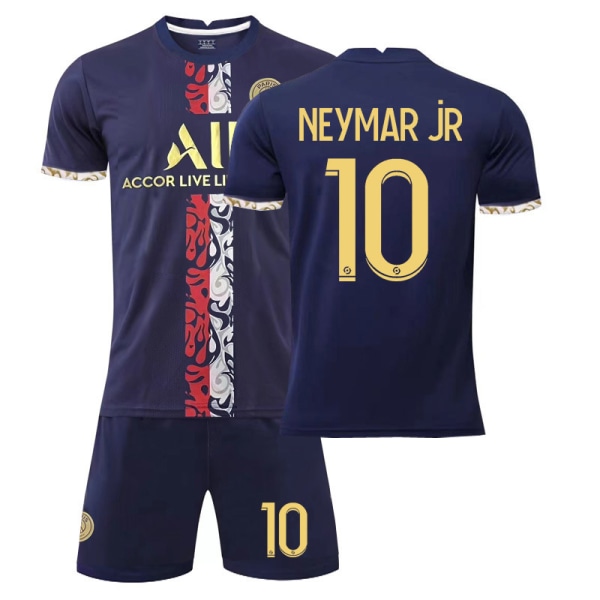 23 Paris träningsguld nr 30 Messi tröja nr 7 Mbappe nr 10 Neymar fotbollströja No. 4 with socks + protective gear 16#