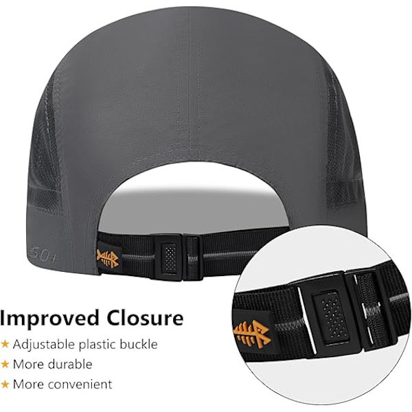 Foldbar fiske-baseballkasket UPF 50+ vandafvisende udendørs bærbar skyggehatte til kvinder mænd vandring justerbar Dark Grey
