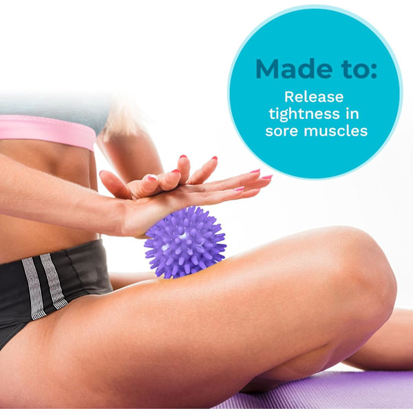 Piggede massagebolde (sæt med 3) - 6 cm, 8 cm, 10 cm - Plantar fasciitis, triggerpunkter, dybdegående væv, myofascial frigørelse, stressbold, yoga pilates ex Cyan, Green, Purple