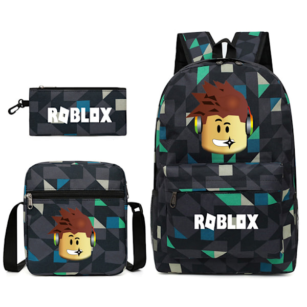 Roblox rygsæk rejsetaske studenter skoletaske 3PCS sæt 4