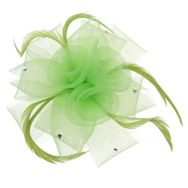 1/2 Bröllop Brud Dam Prom Rose Fjäder Fascinator Hårklämma Lime Grön Lime Green 2 Set