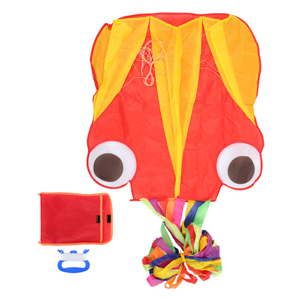 Outdoor soft squid single line kite animal shape kite 4 meters with 30m kite line (queue colorée tube jaune rouge)