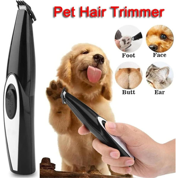 Mini husdjursskärare Liten djurhårstrimmer Ultra tyst motor Låg vibration Hundtrimmer (Svart)