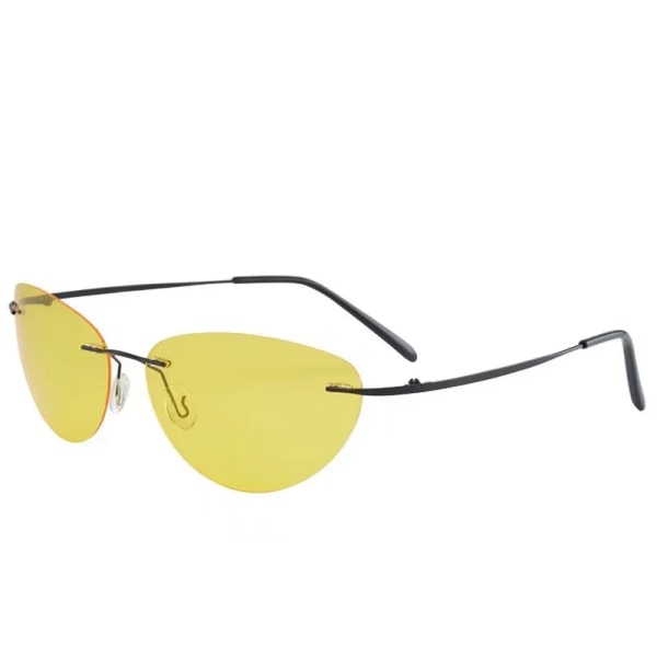 Ultralight Rimless Oval Titanium  Sunglasses Rimless Mens Driving Sunglasses Night Vision Goggles
