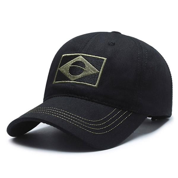 Brasilian lipun baseball-lippis, golf- ja kalastuslippis, MUSTA black