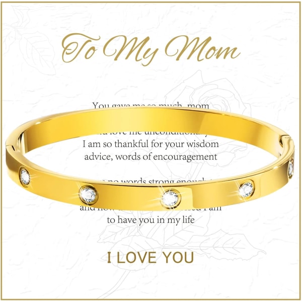 Kärleksarmbandspresenter till henne - Gold Love Mom/Wife Armbandsmanschett B