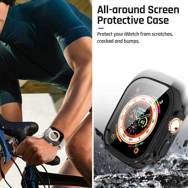 Vandtæt etui til Apple Watch Ultra 49 mm skærm Sort Black 49mm